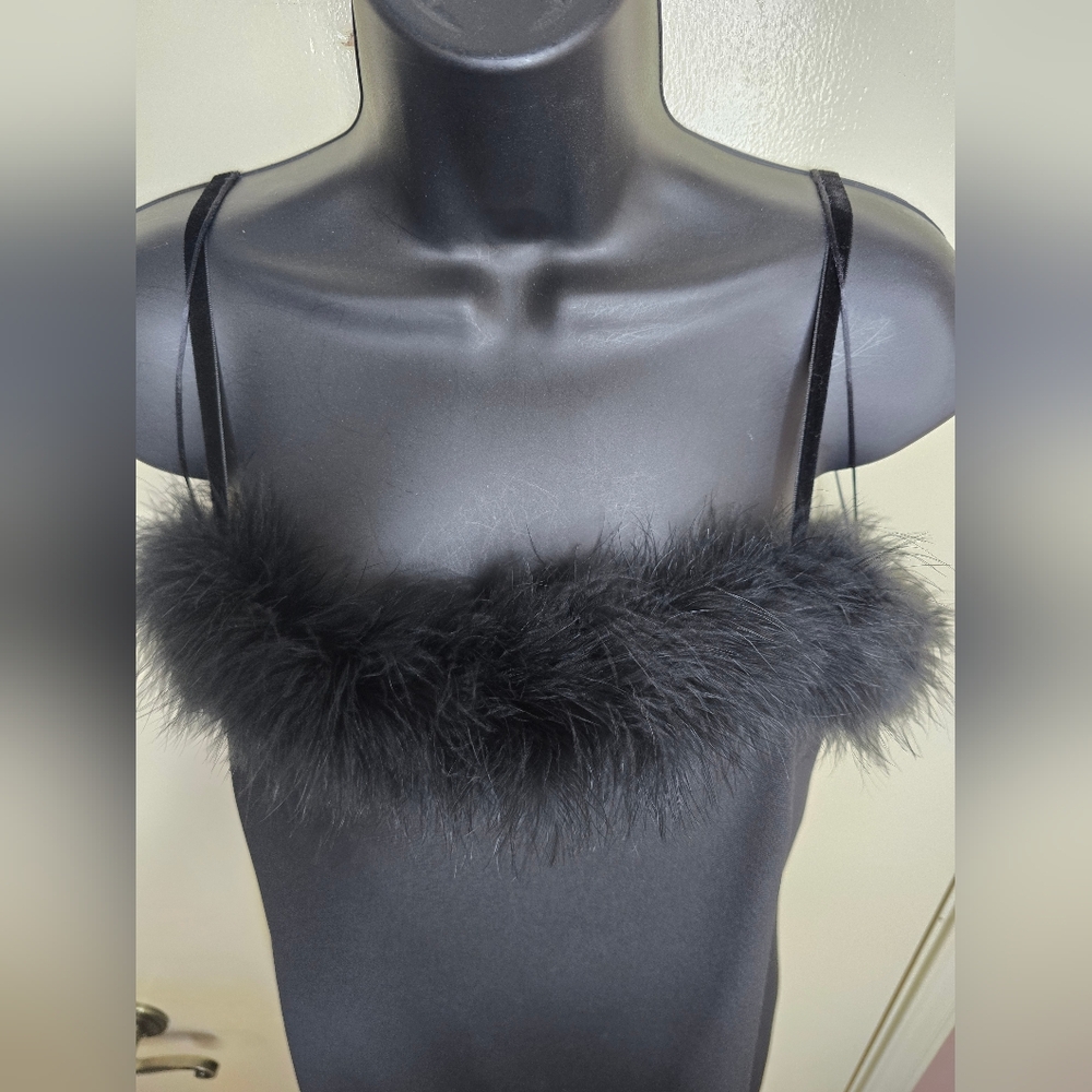 Jazz II Black Marabou Floor Length Dress Size 14 - Picture 5 of 8